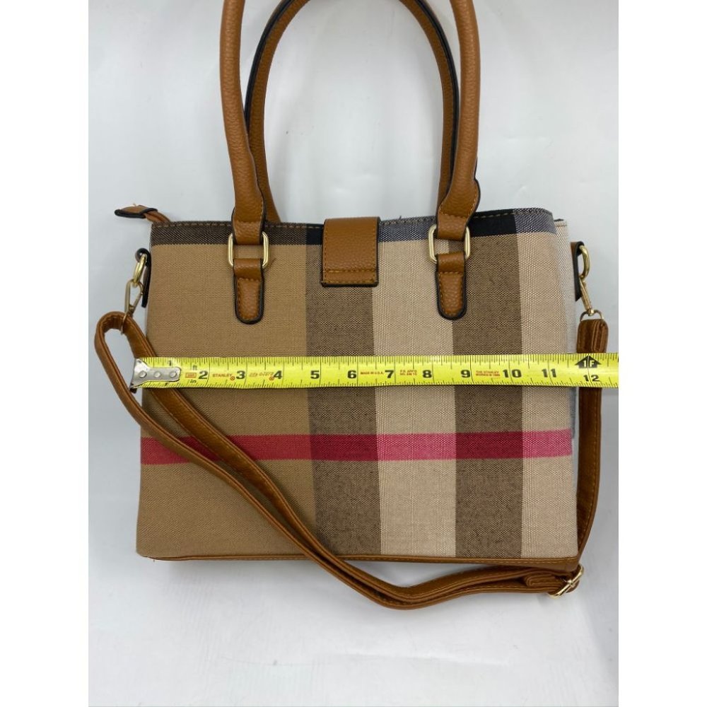 NWT! ClosetsNYC Large Plaid Tote Crossbody Bag - Picture 4 of 9